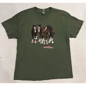 Warm‎ Springs Ranch Clydesdales Horses Shirt Double Sided Mens XL Green
